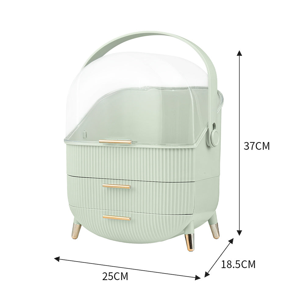 Mint Green Dustproof Makeup Organizer with Drawers