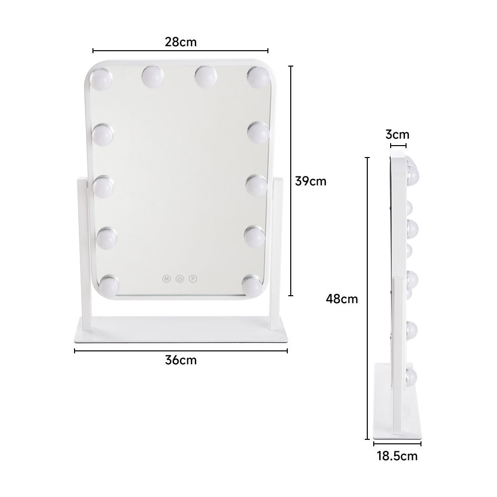 White Hollywood Vanity Makeup Mirror with 12 Bulbs