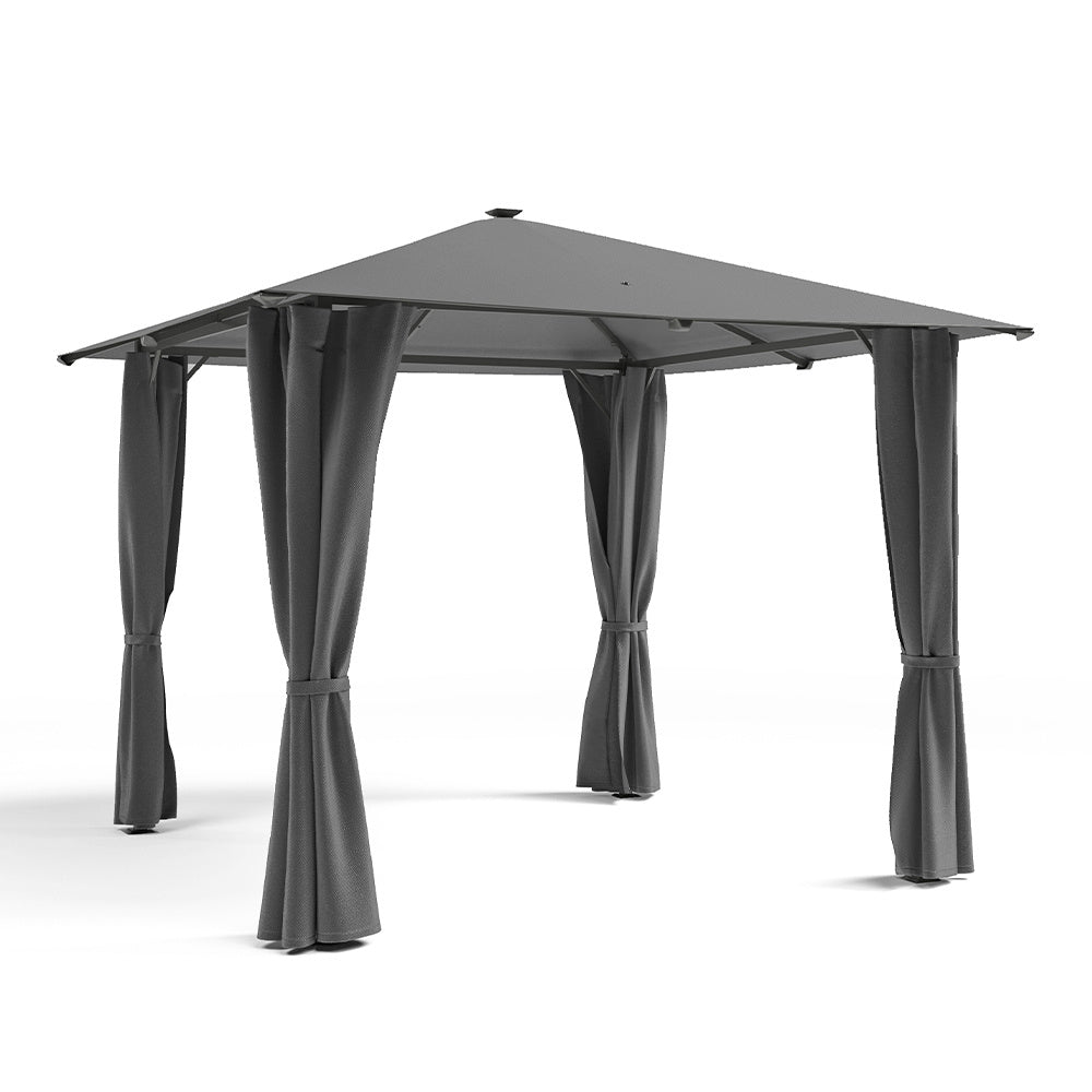 Metal Gazebo with Lights Dark Grey