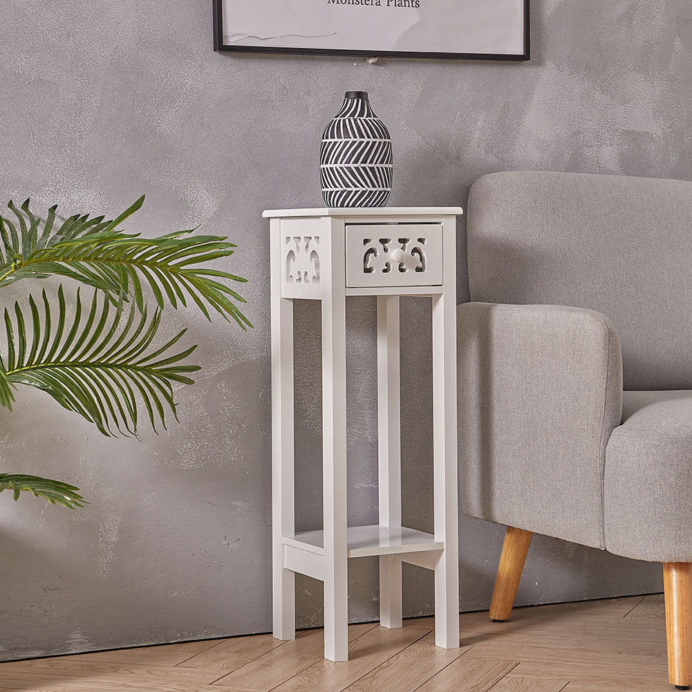 Tall Side Table Hall Furniture Wood Console White