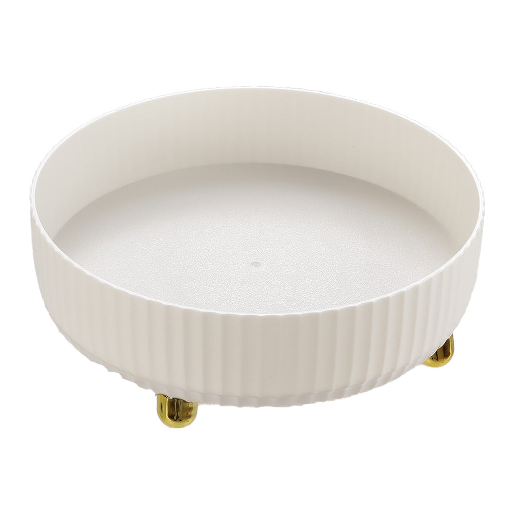 Pearl White Rotating Round Spice Storage Organizer