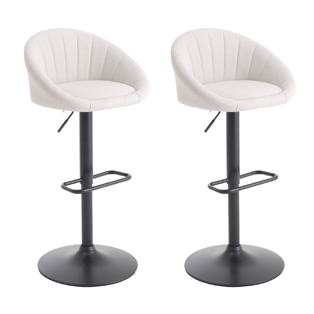 2 Set Linen Adjustable Height Swivel Breakfast Bar Stools,Beige