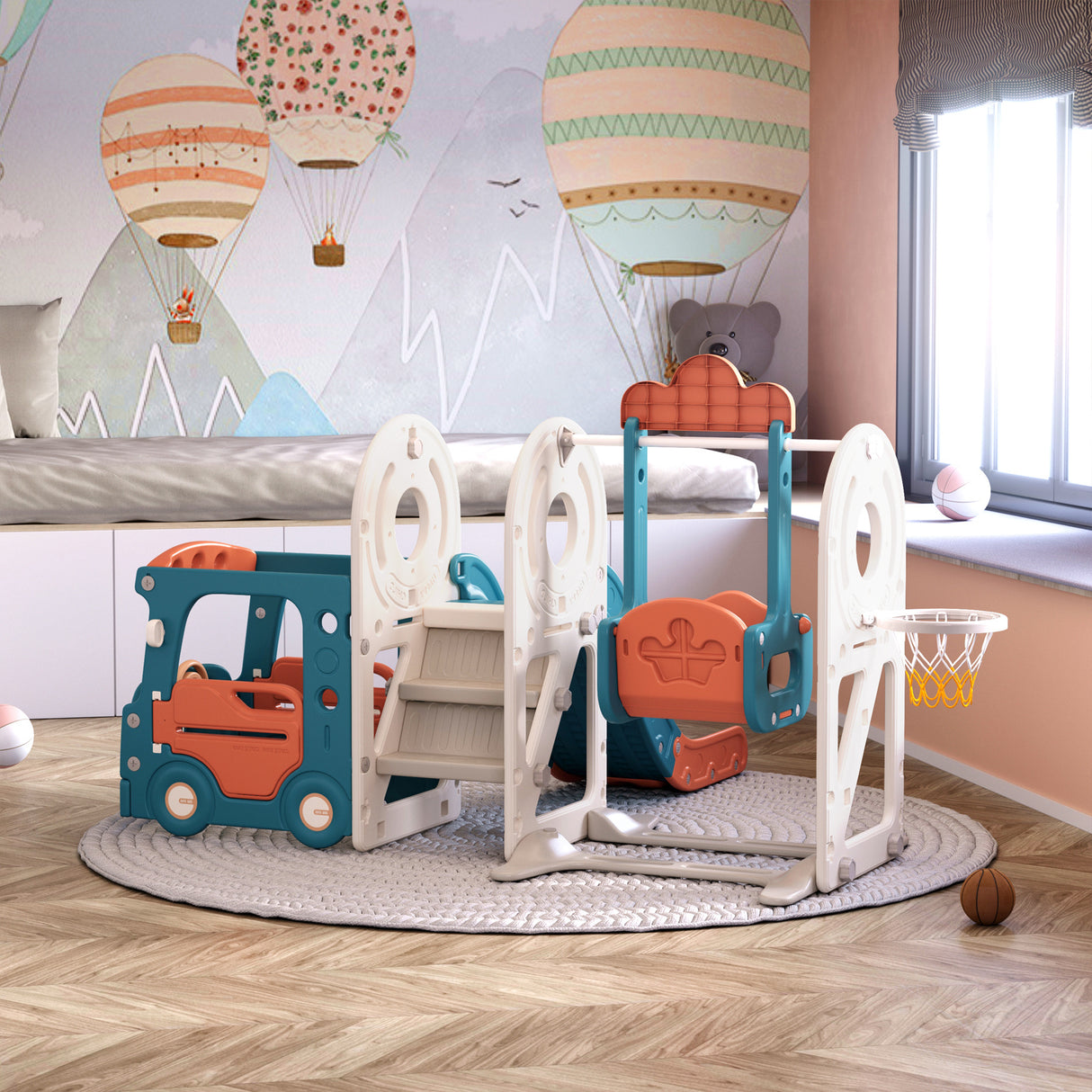 Blue Orange 3 in 1 Kids Toddler Swing and Slide Playset