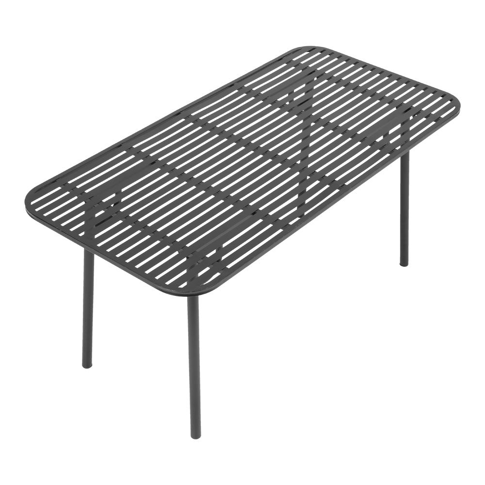 Black Rectangular 160x80cm Outdoor Garden Metal Table