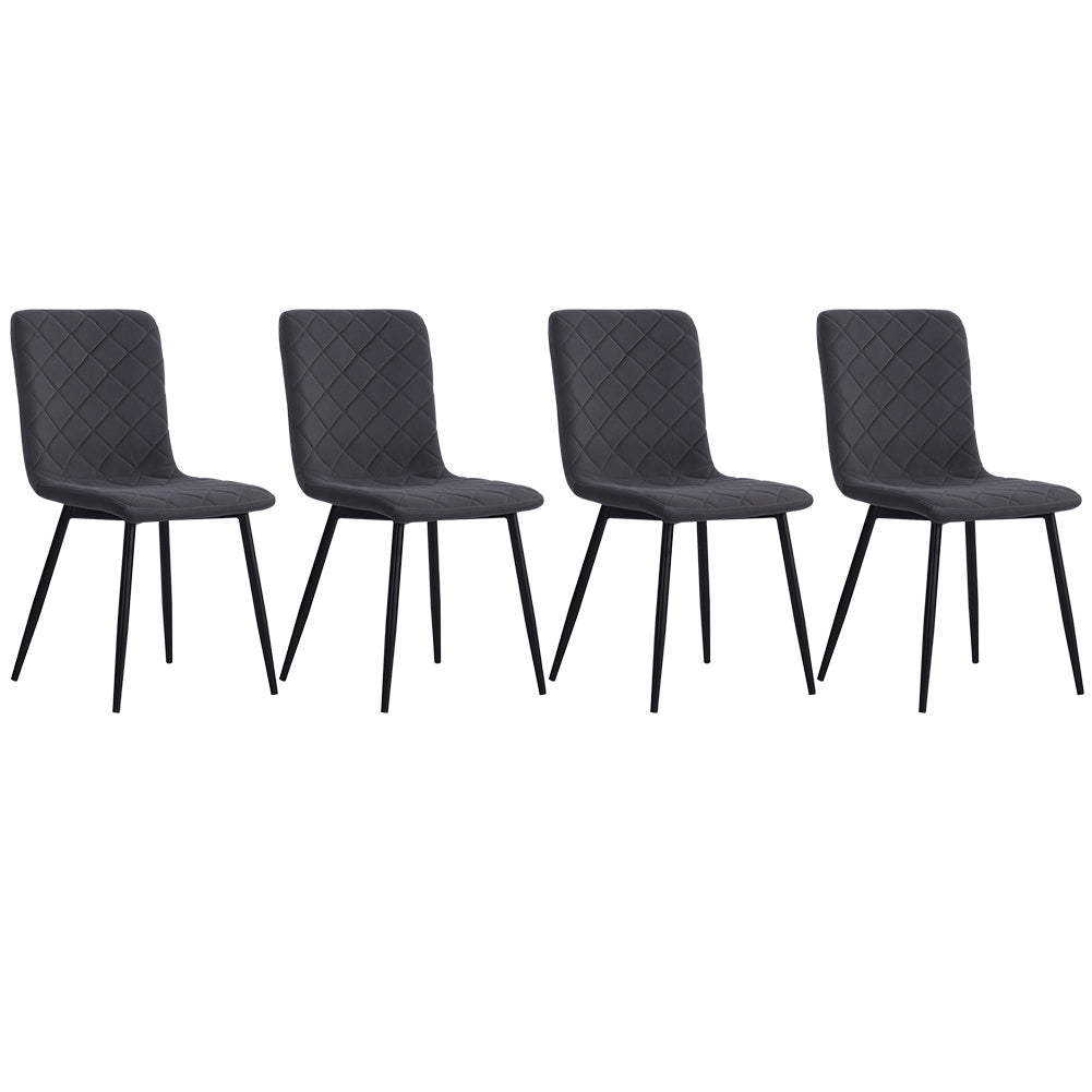 Set of 4 Padded Matte Velvet Accent Dining Chairs, Grey