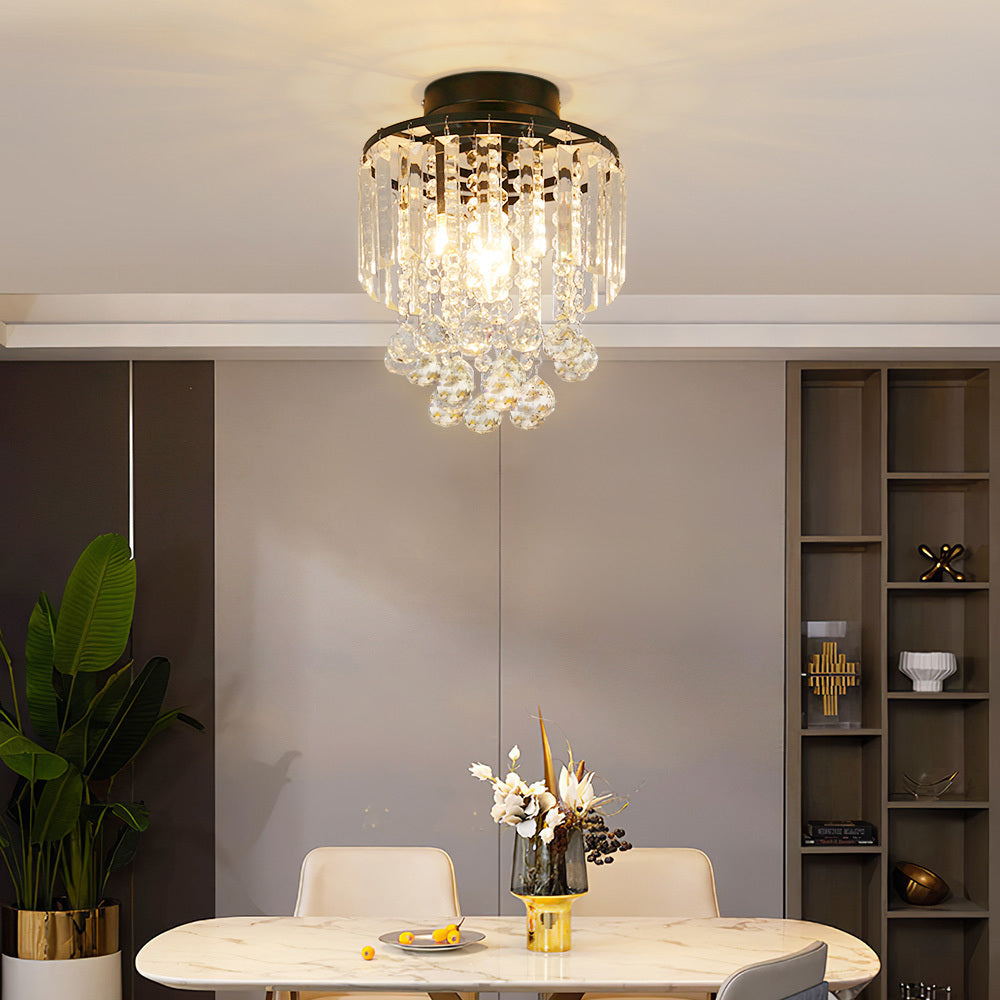 Black 23x26cm Bedroom Crystal LED Ceiling Light