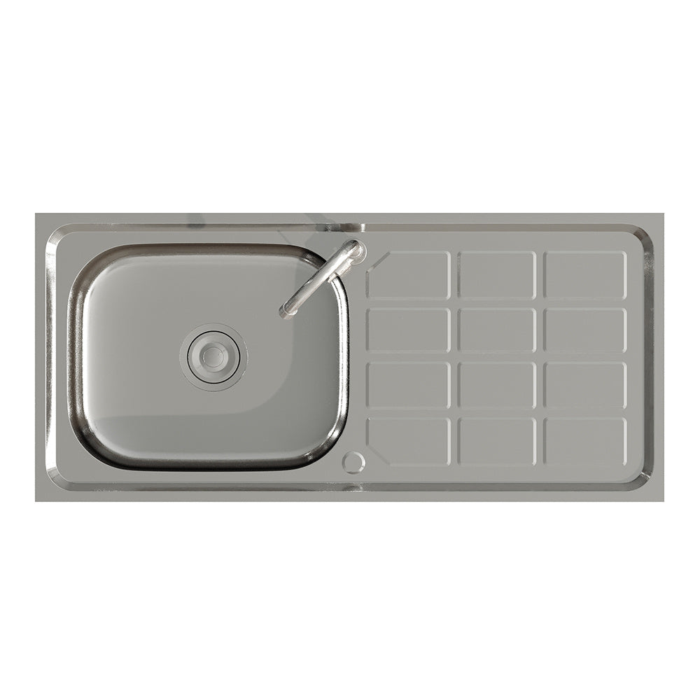 Freestanding Stainless Steel One Compartment Sink with Shelves and Drainboard