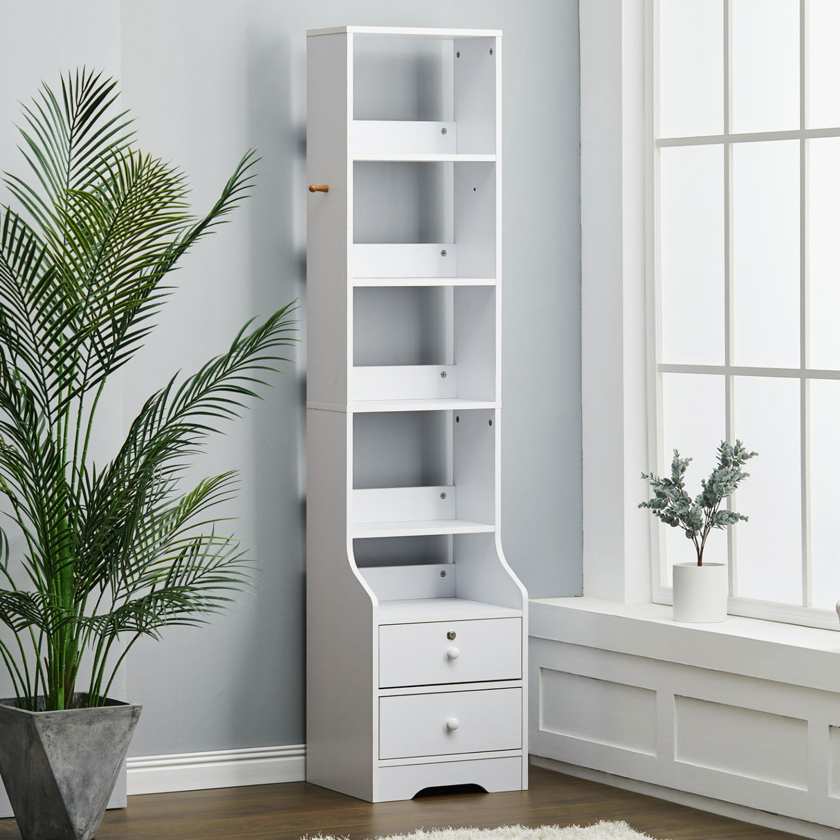 5 Layer Extra Tall Nightstand with 2 Storage Drawers