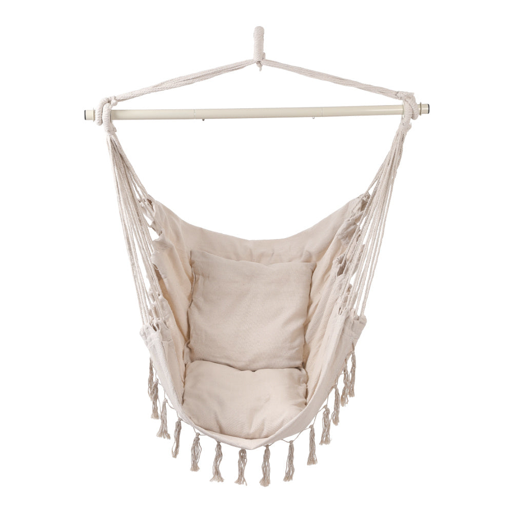 White Garden Hanging Canvas Hammock Swing Chair