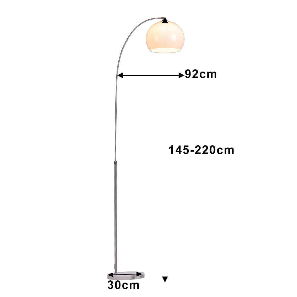 Arched Floor Lamp Tall Curved Design with Marble Base White Lampshade 145 to 220CM