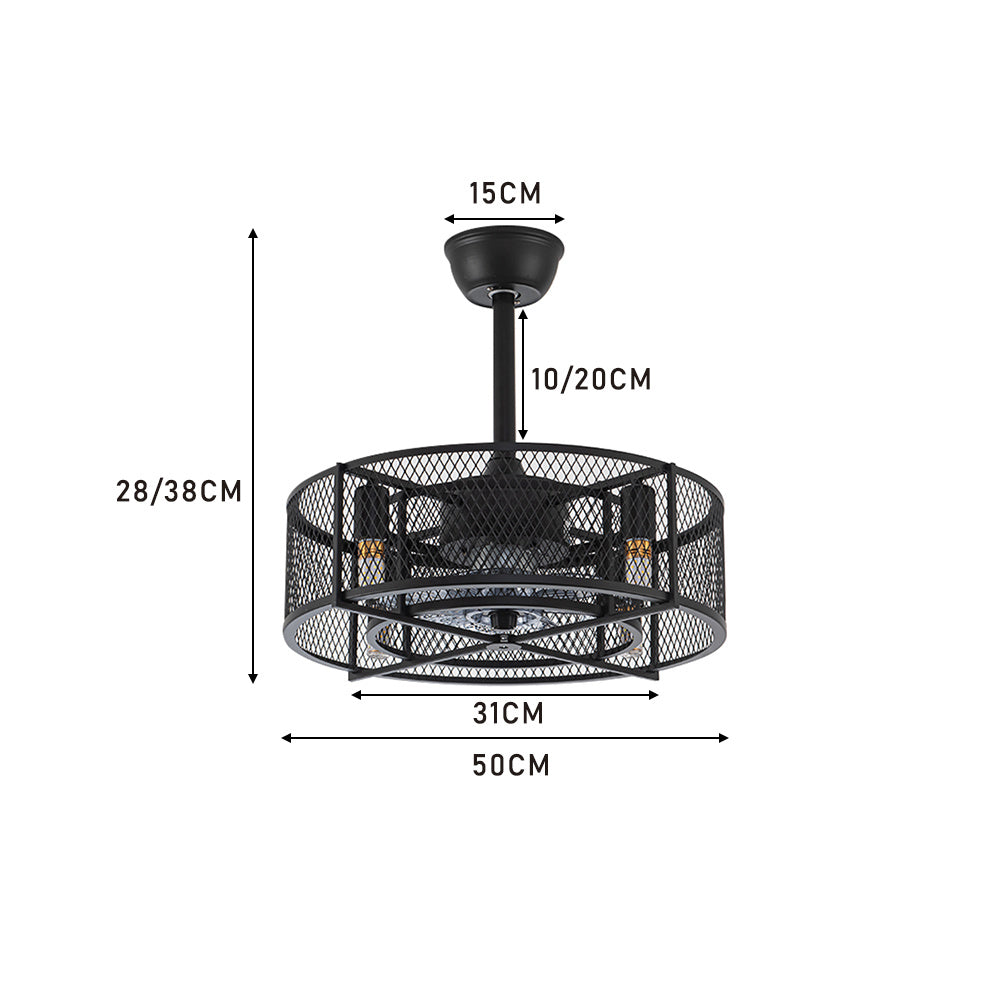 Black Industrial Ceiling Fan with Lights