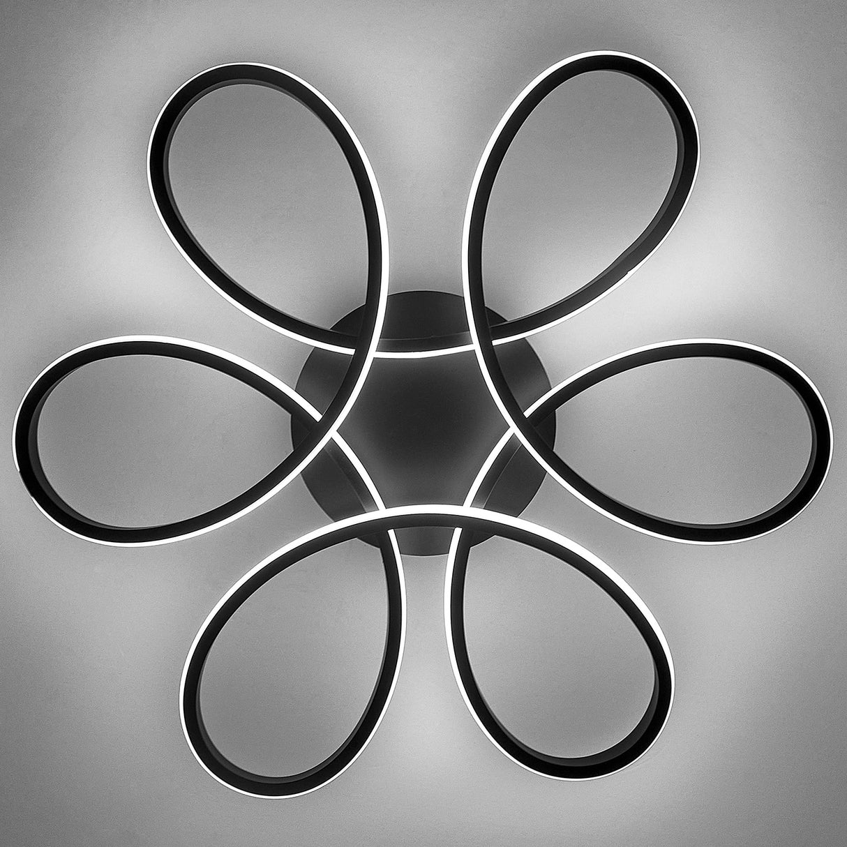 Modern Acrylic Petal LED Ceiling Light Black 74CM Cool White