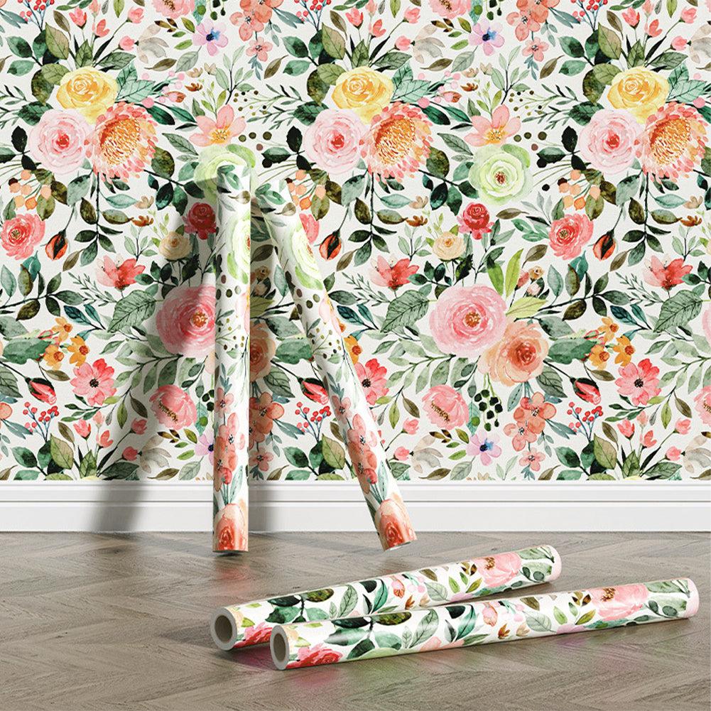 300cm L x 45cm W European Countryside Style Floral Wallpaper Roll Self Adhesive