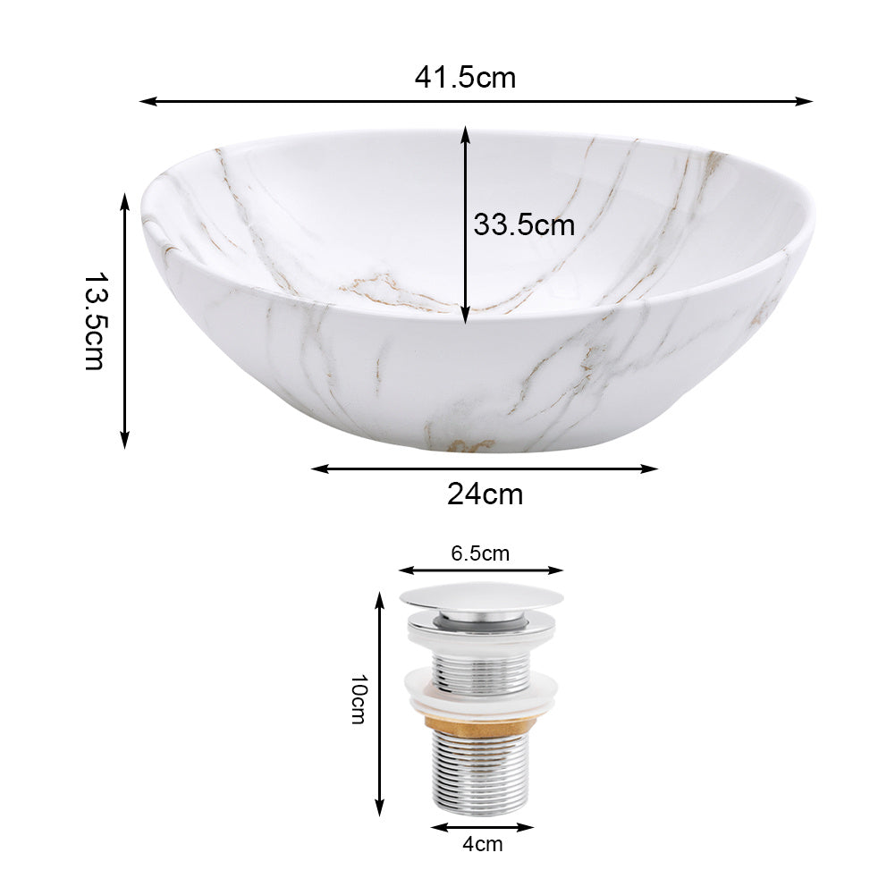 Oval Marble Vessel Bathroom Sink