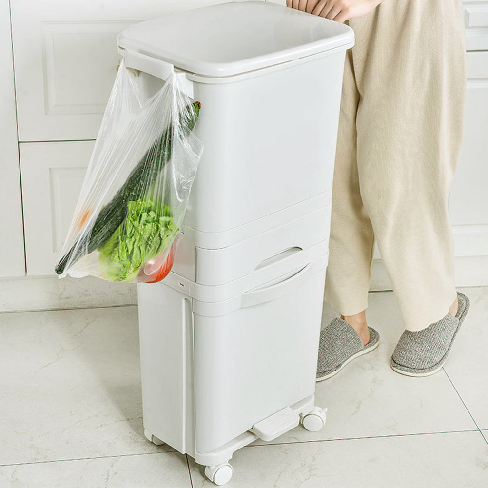 42L 3 Compartment Pedal Recycling Waste Bin for Kitchen