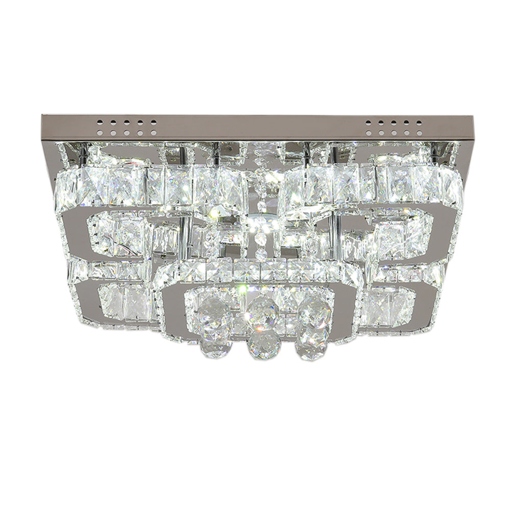 50CM Square LED Crystal Pendant Ceiling Light, Dimmable Light