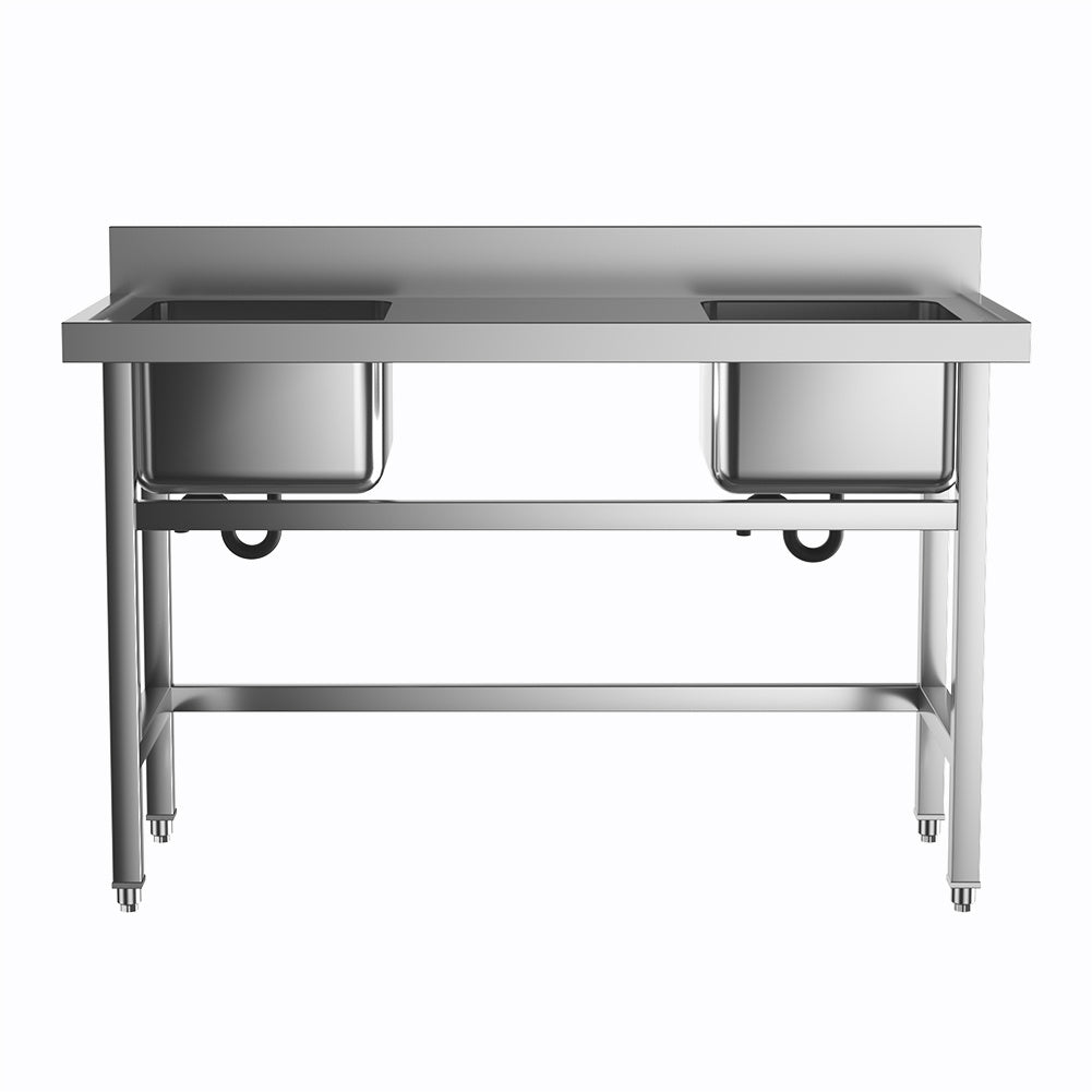 Stainless Steel Double Side Kitchen Sink with Middle Platform