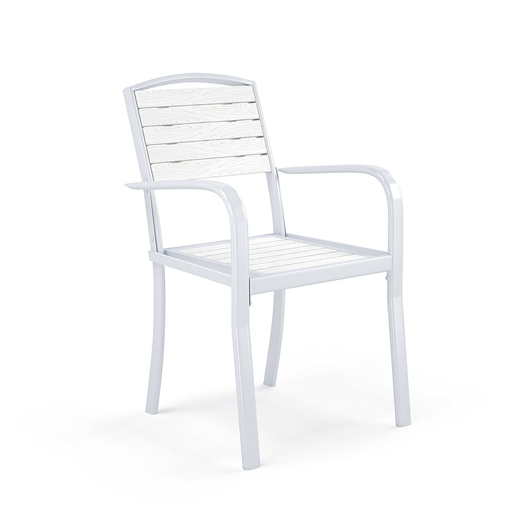 White Set of 4 Garden Dining Armchairs