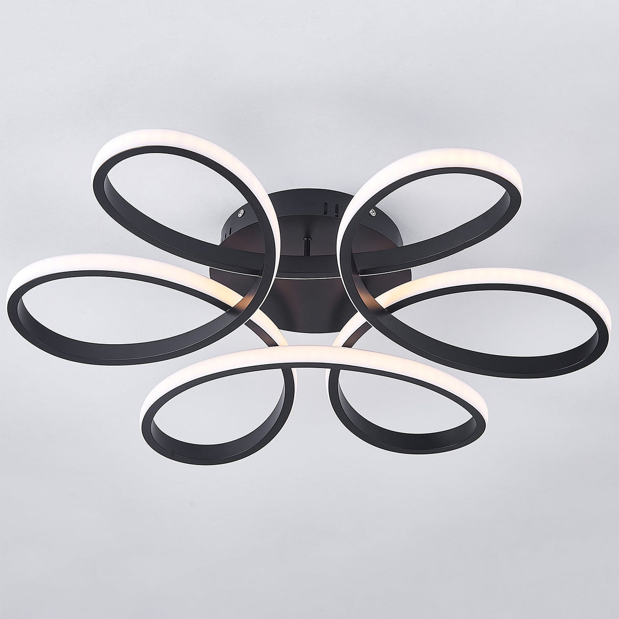 Modern Petal LED Ceiling Light, Black 74CM Dimmable