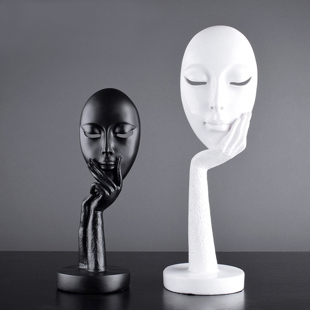 37CM Thinker Face Mask Ornament Figurine Statue Sculpture, White