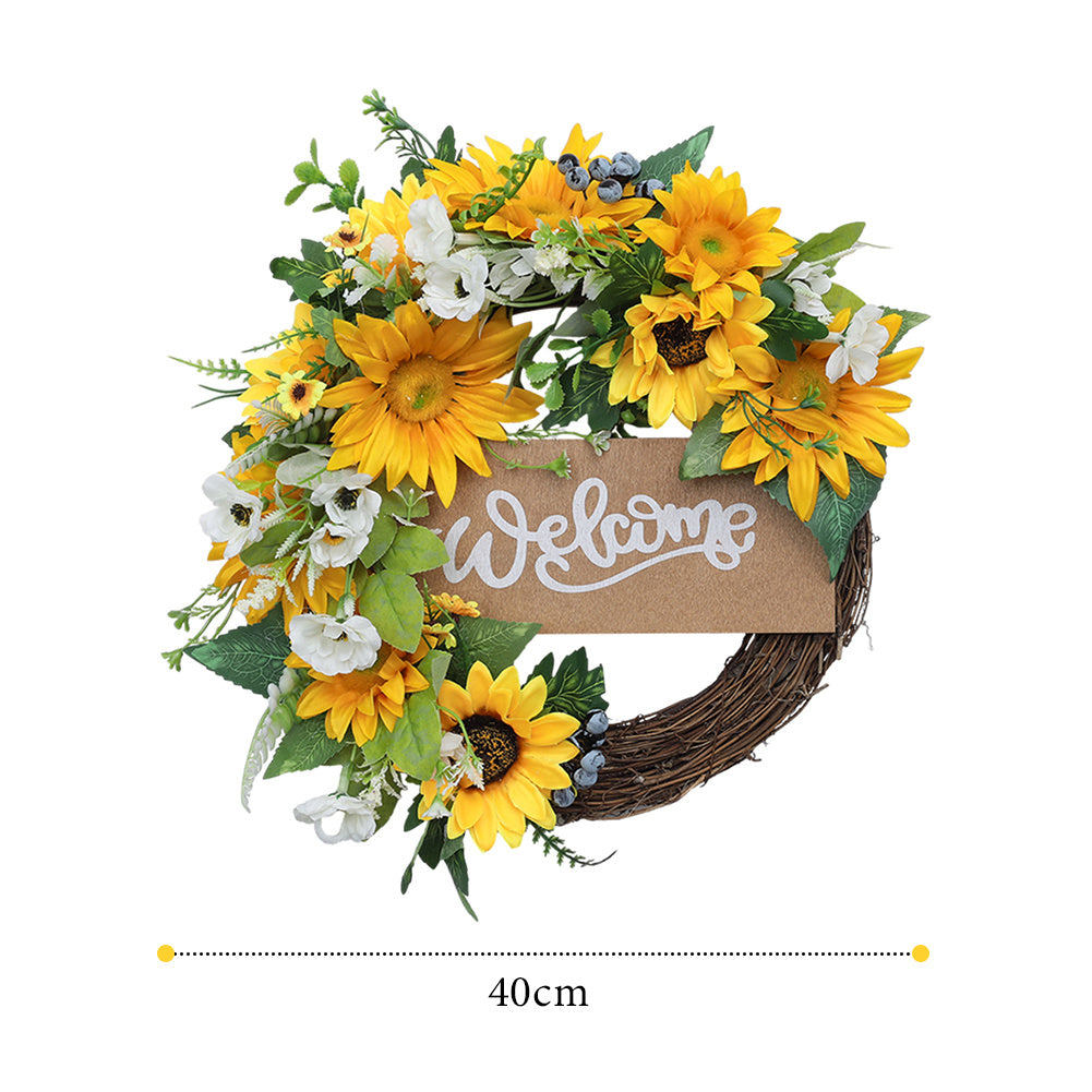 Artificial Sunflower Wreath Round Hanging Decoration