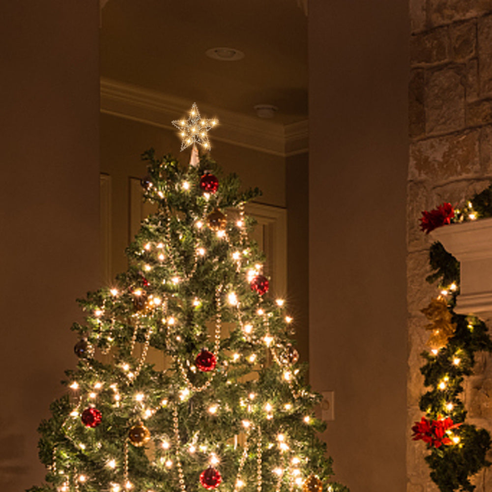 Metal Star Christmas Tree Topper with Beads