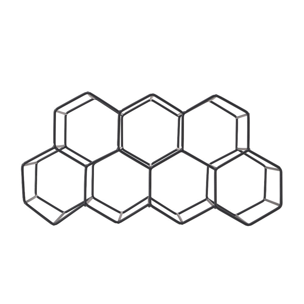 Black Metal 34.5cm W Countertop Hexagon Wine Rack