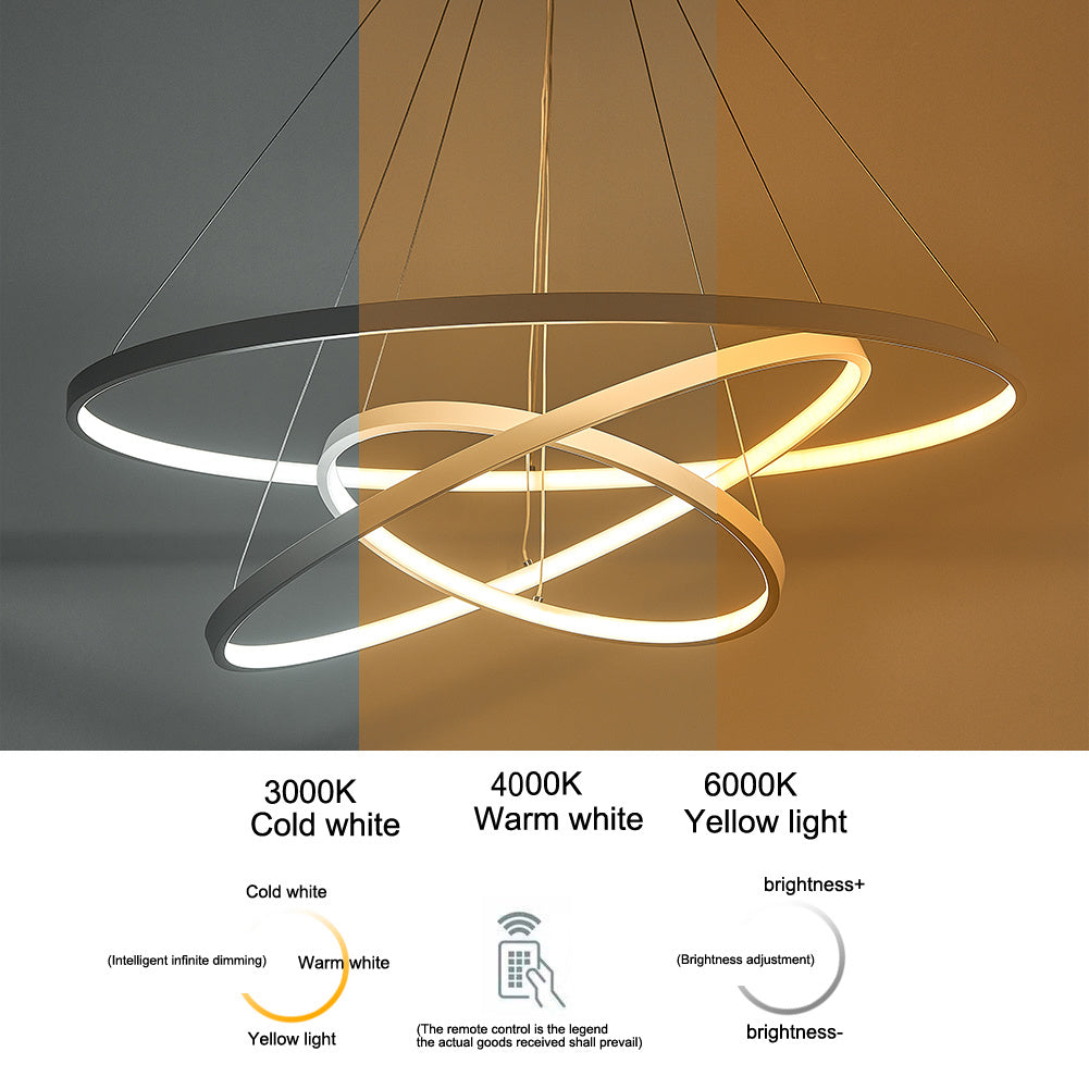 Modern 3 Circle Shape LED Chandelier Ceiling Light , 40+60+80CM Dimmable