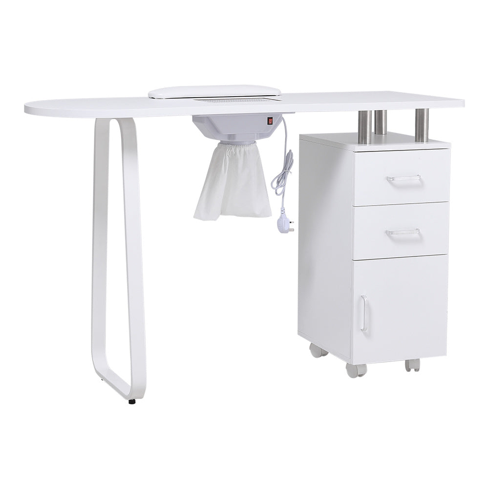 White Manicure Table Nail Station with Dust Collector