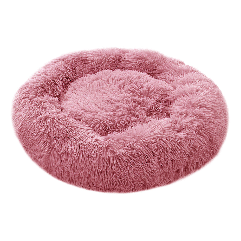 Pink 70cm Round Donut Plush Dog Cuddler Bed