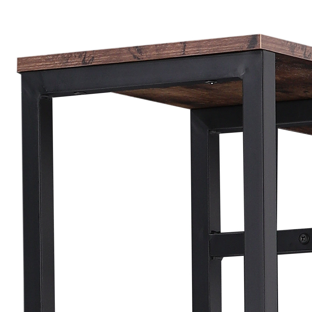 Rustic Brown MDF Clothes Rack with Storage Shelves