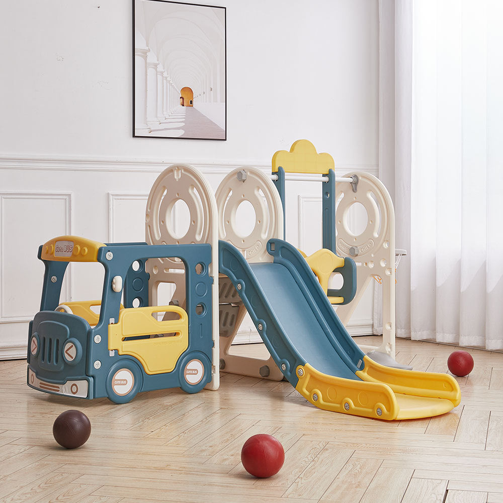 Blue Yellow 3 in 1 Kids Toddler Swing and Slide Playset