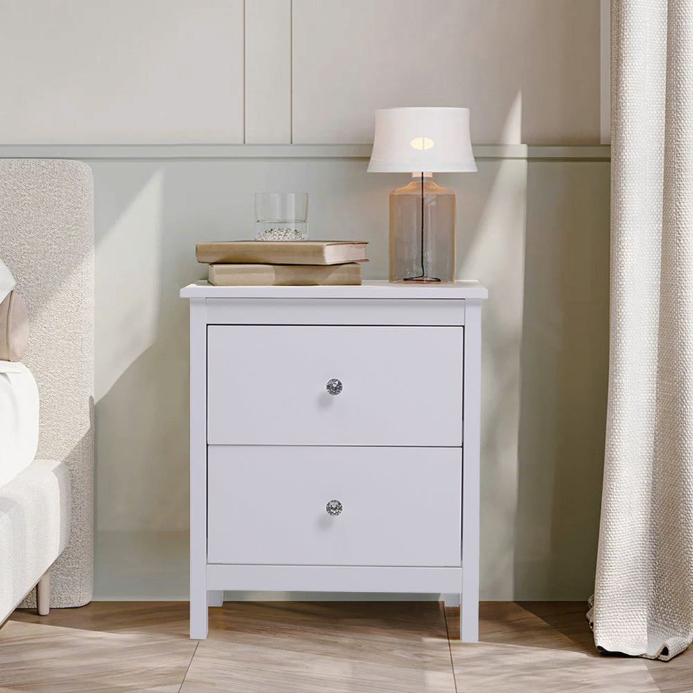 White Wooden Storage Cabinet with 2 Drawers