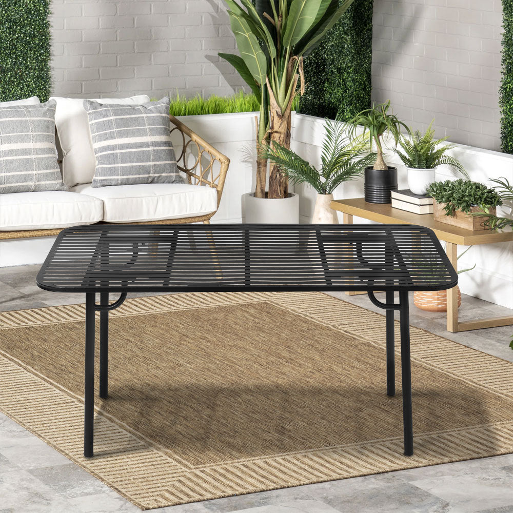 Black Rectangular 160x80cm Outdoor Garden Metal Table