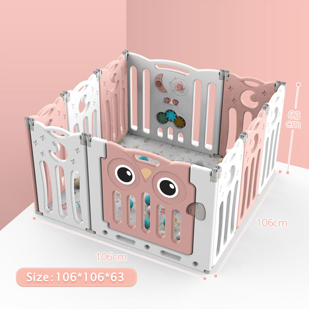Kids Child Playpen Foldable Safety Gate Fence with Lock Pink 10 Panels