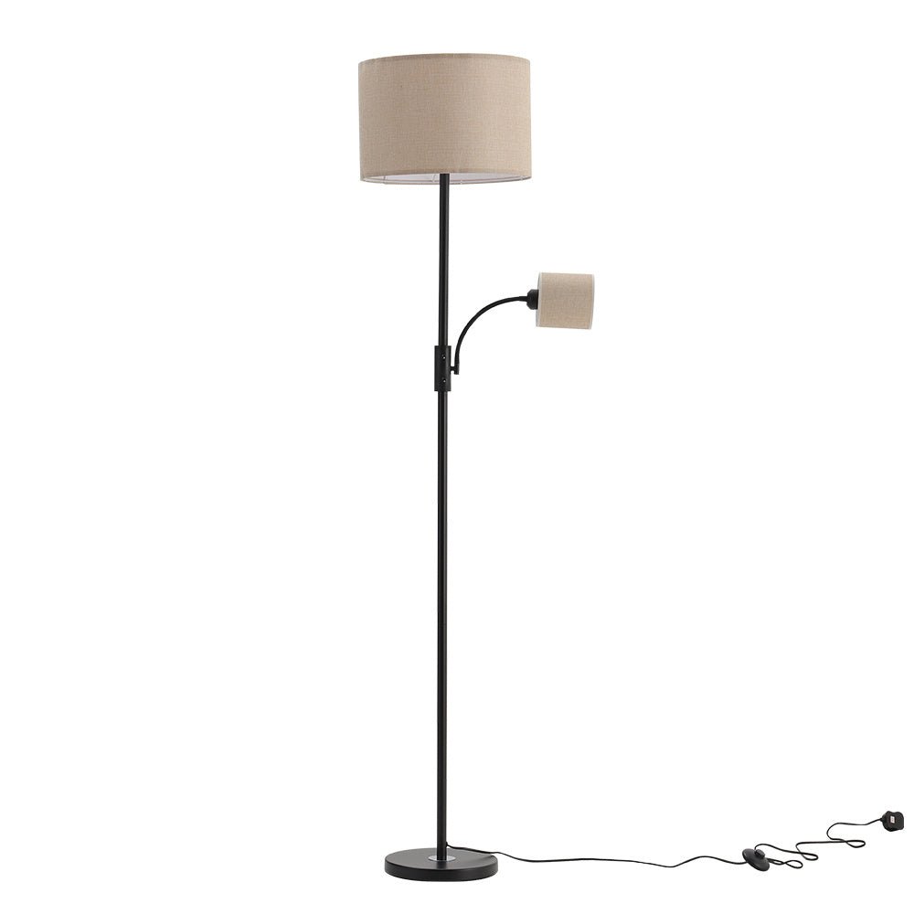 Khaki 2 Light Floor Standing Lamp with Adjustable Head Light
