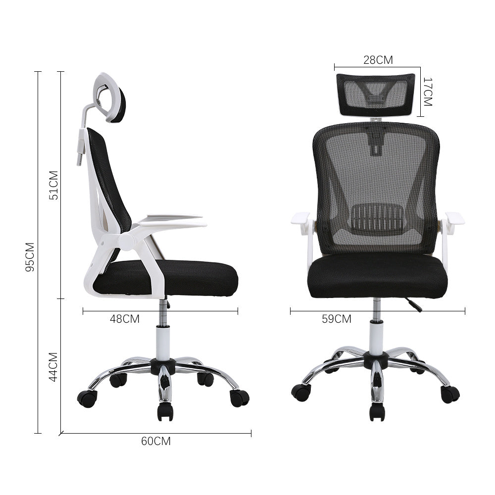Swivel Office Chair with HeadrestWhite