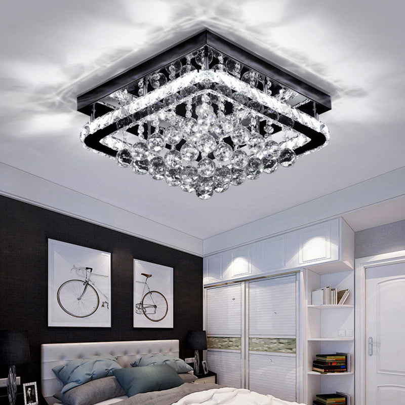 40CM Square LED Crystal Pendant Ceiling Light, Cool White
