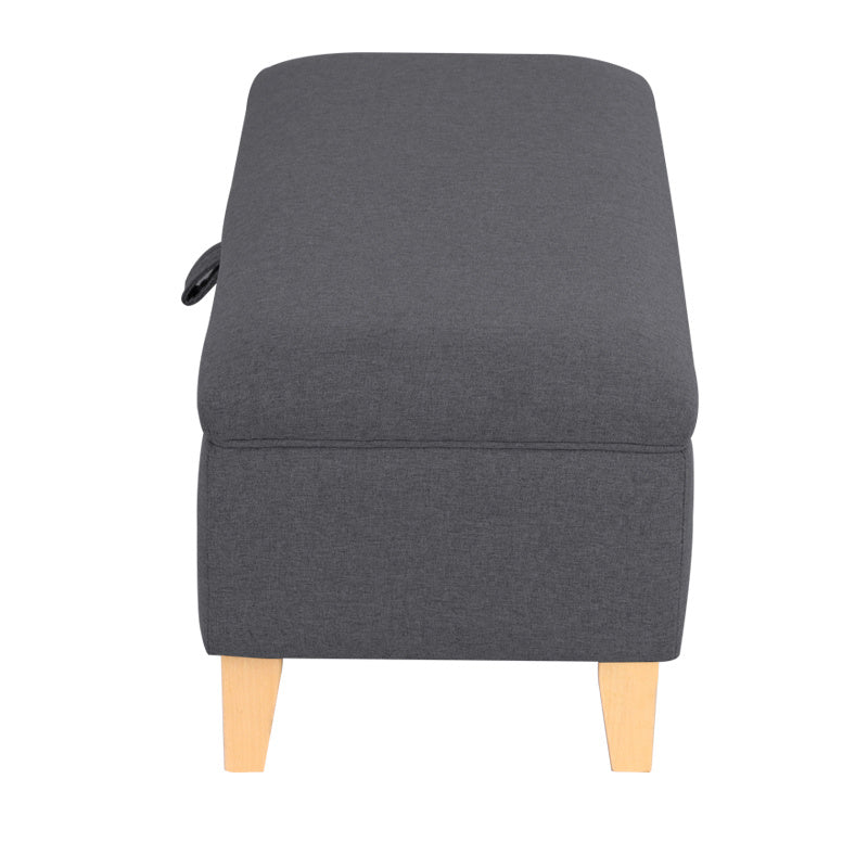 71CM Linen Storage Organizer Ottoman Footstool Dark Grey