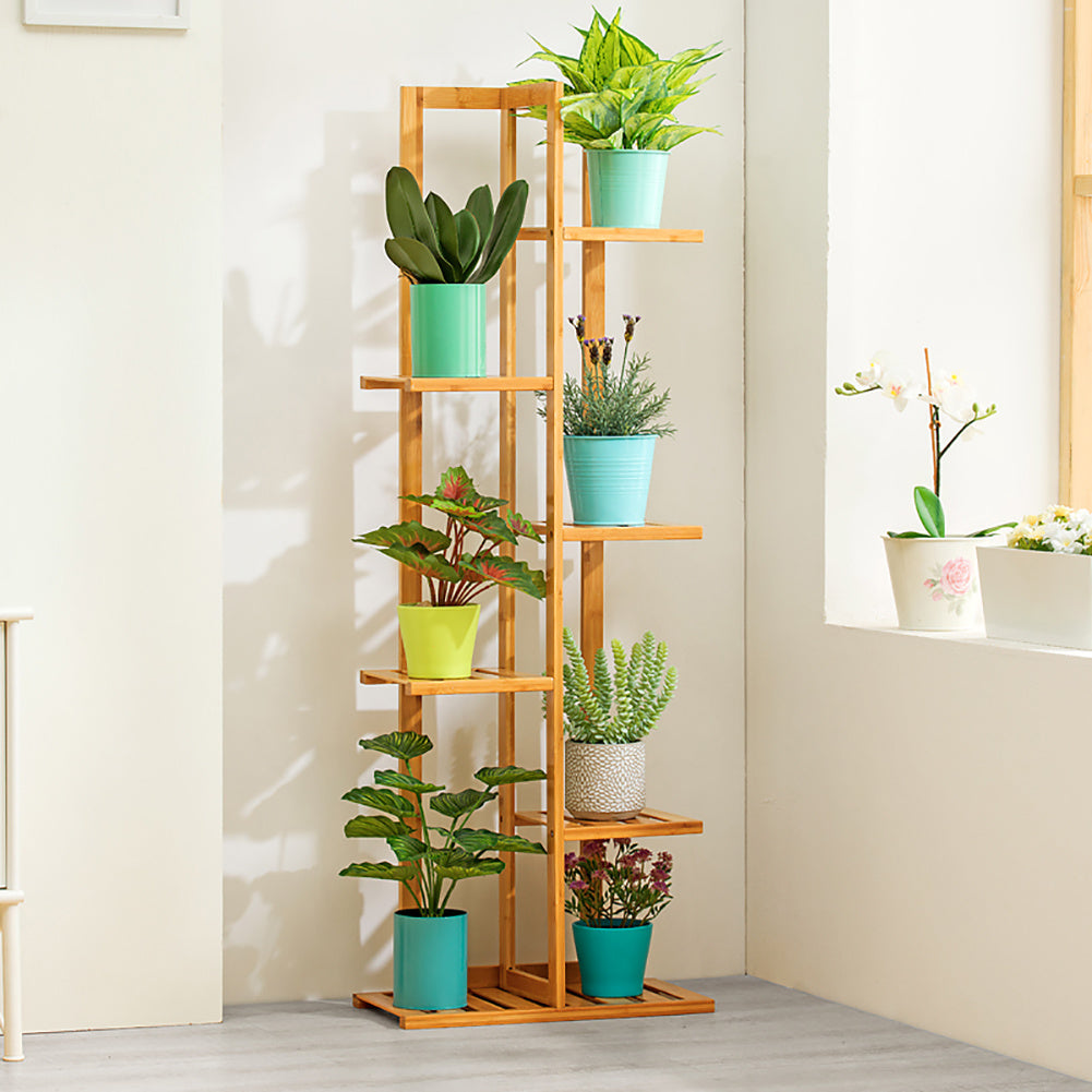 7 Tier Wood Flower Pots Holder Rack, Wood
