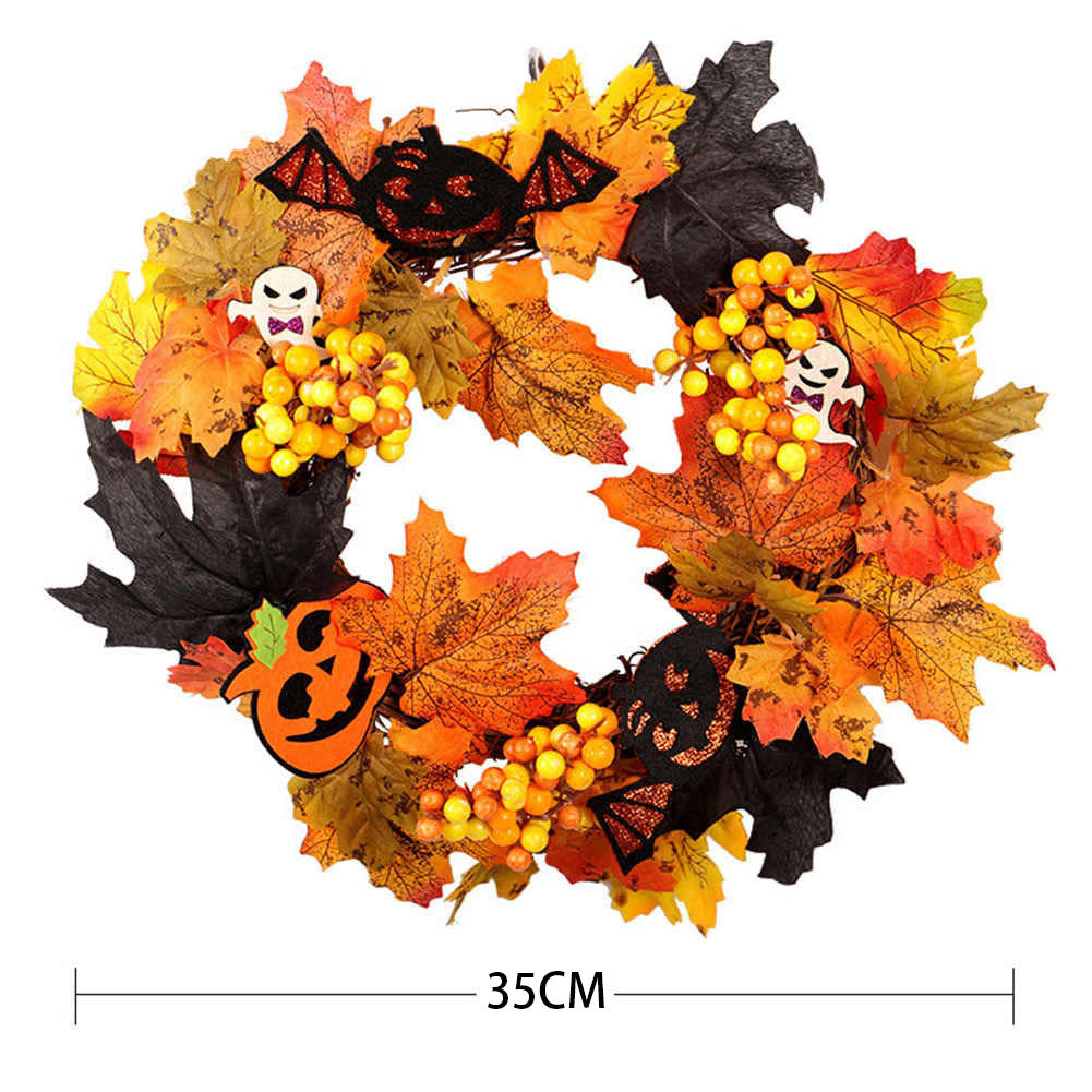35CM Christmas Halloween Artificial Maple Leaves Garland with LED Light