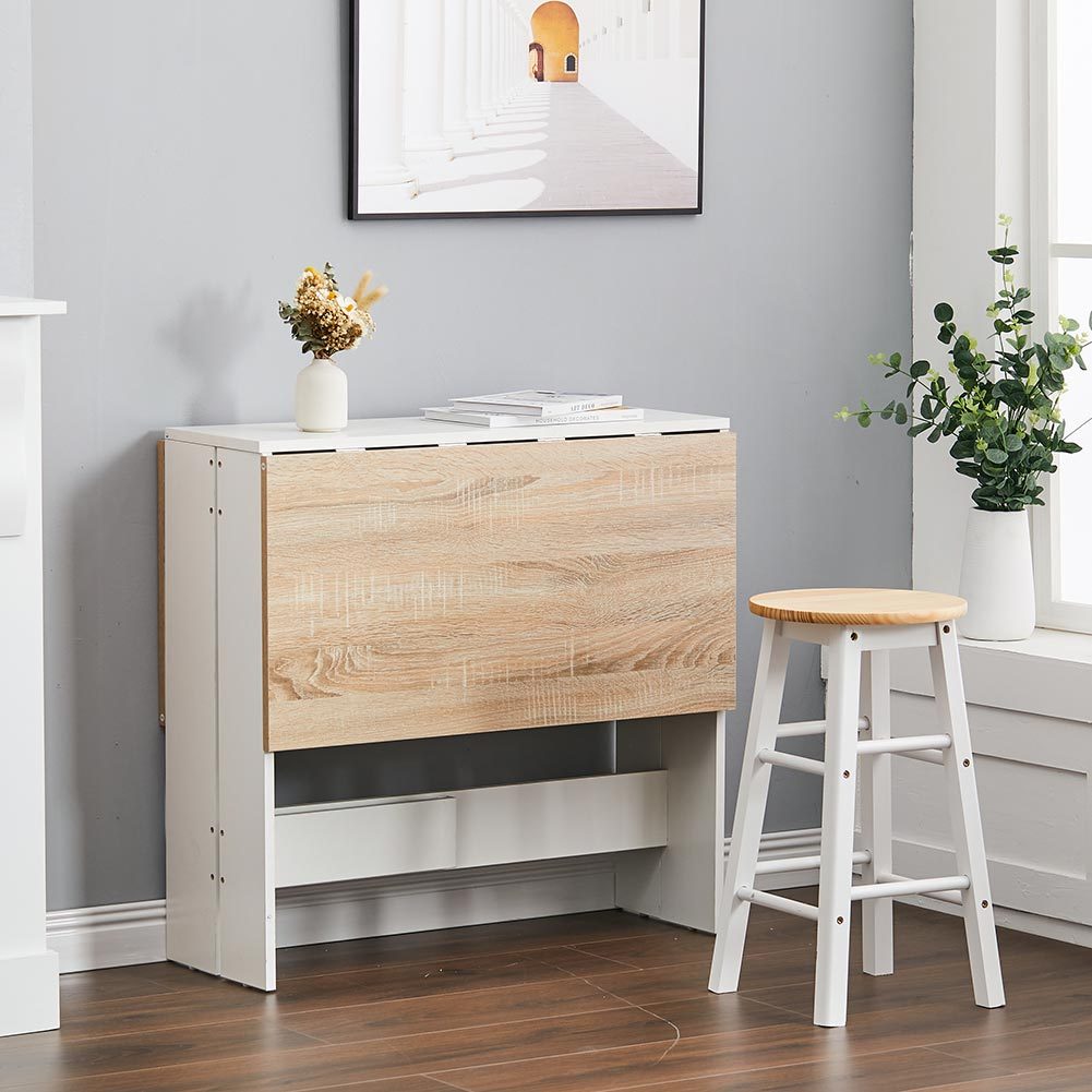 Foldable Wooden Dining Table Compact Kitchen Living Room Furniture