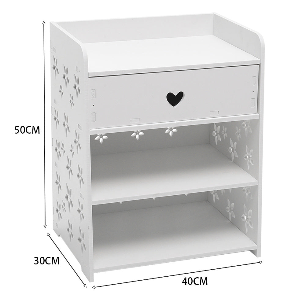 Wood Nightstand with Drawer and 2 Storage Shelves Flower decoration