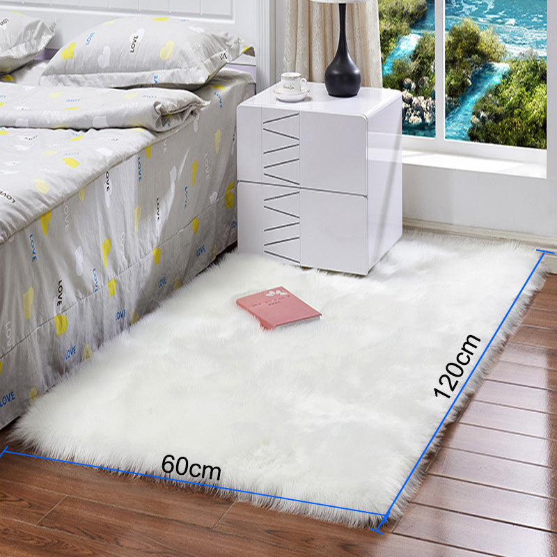 Rectangle Faux Fur Sheepskin Fluffy Floor Rug, White 60x120CM