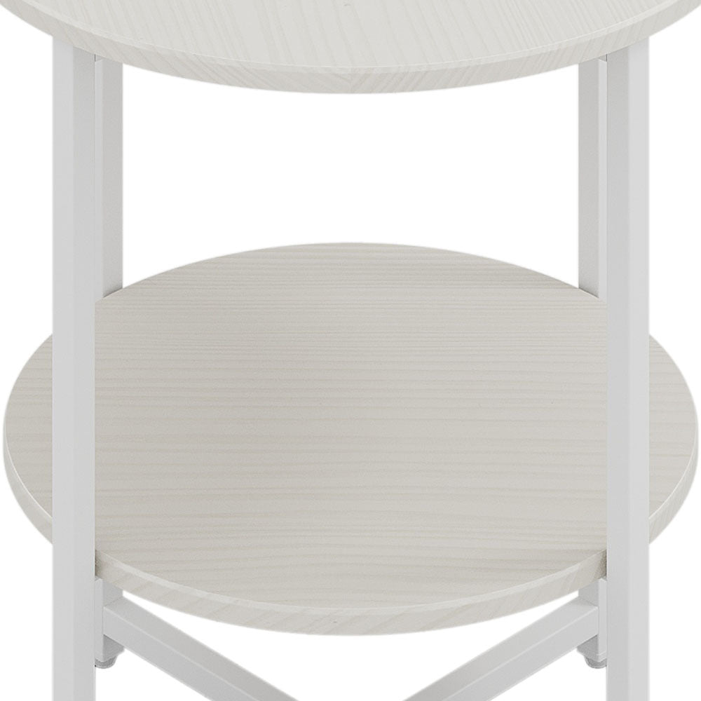 WHite Small Round Coffee Table with 2 Tier