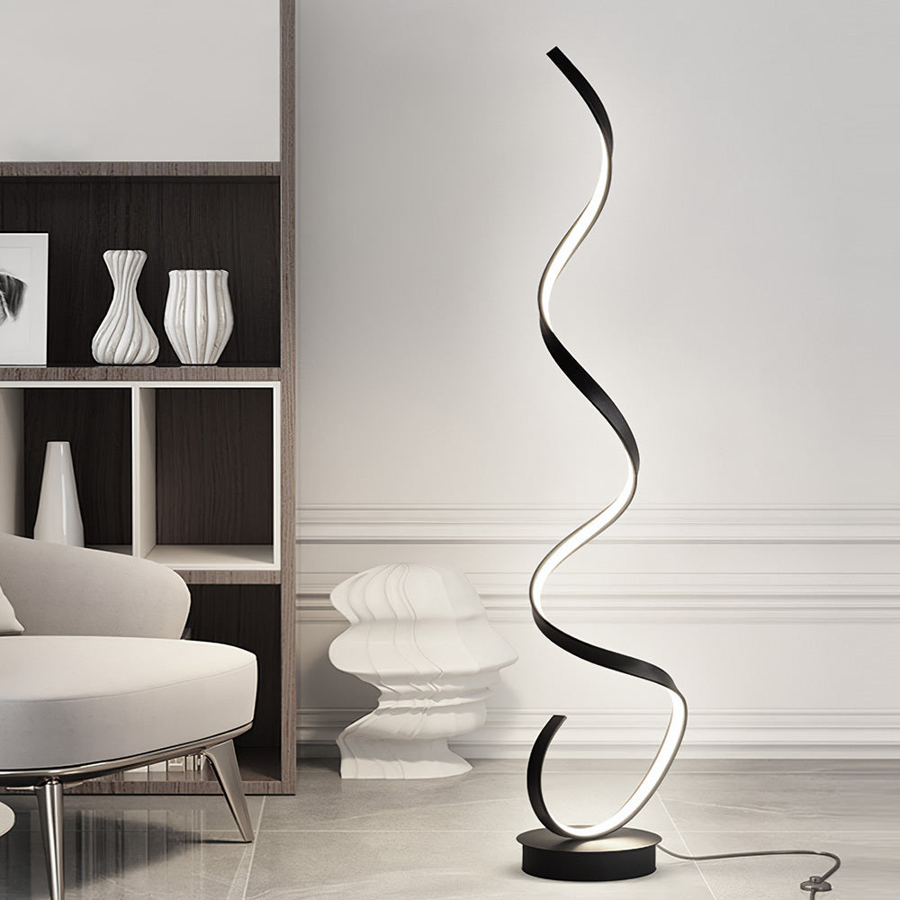 LED Living Room Spiral Floor Lamp Black