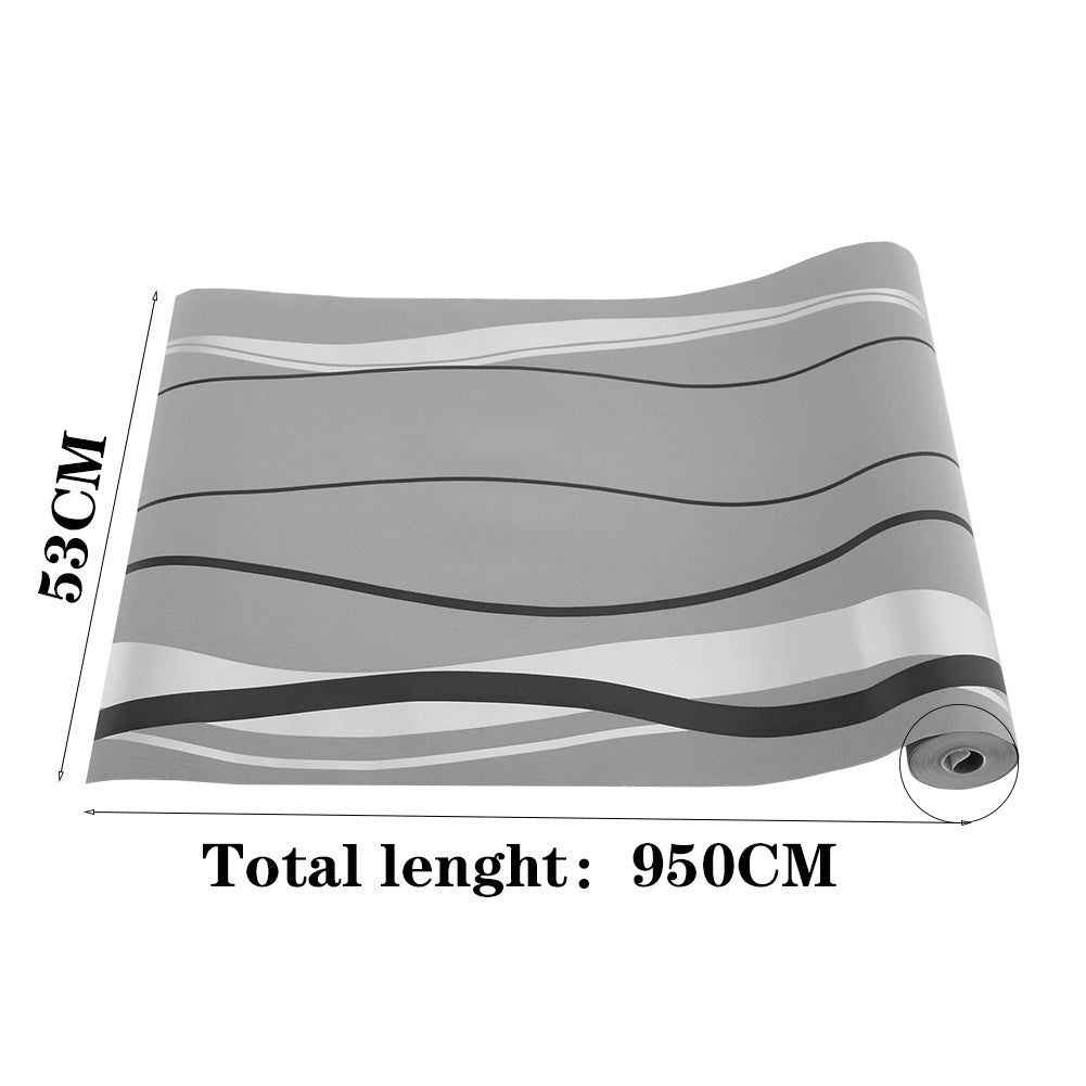 Dark Grey Modern Curve Striped Non Woven Wallpaper