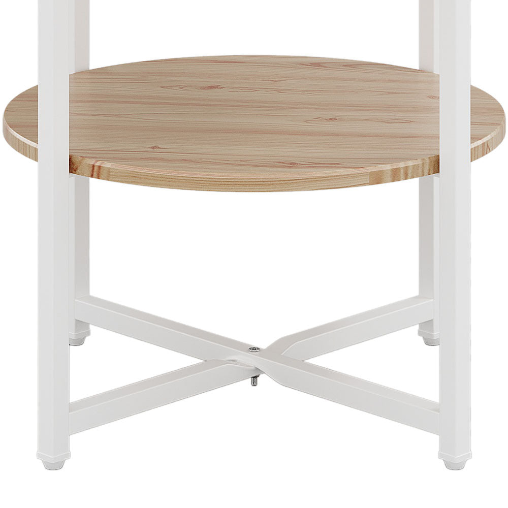 Natural Small Round Coffee Table with 2 Tier