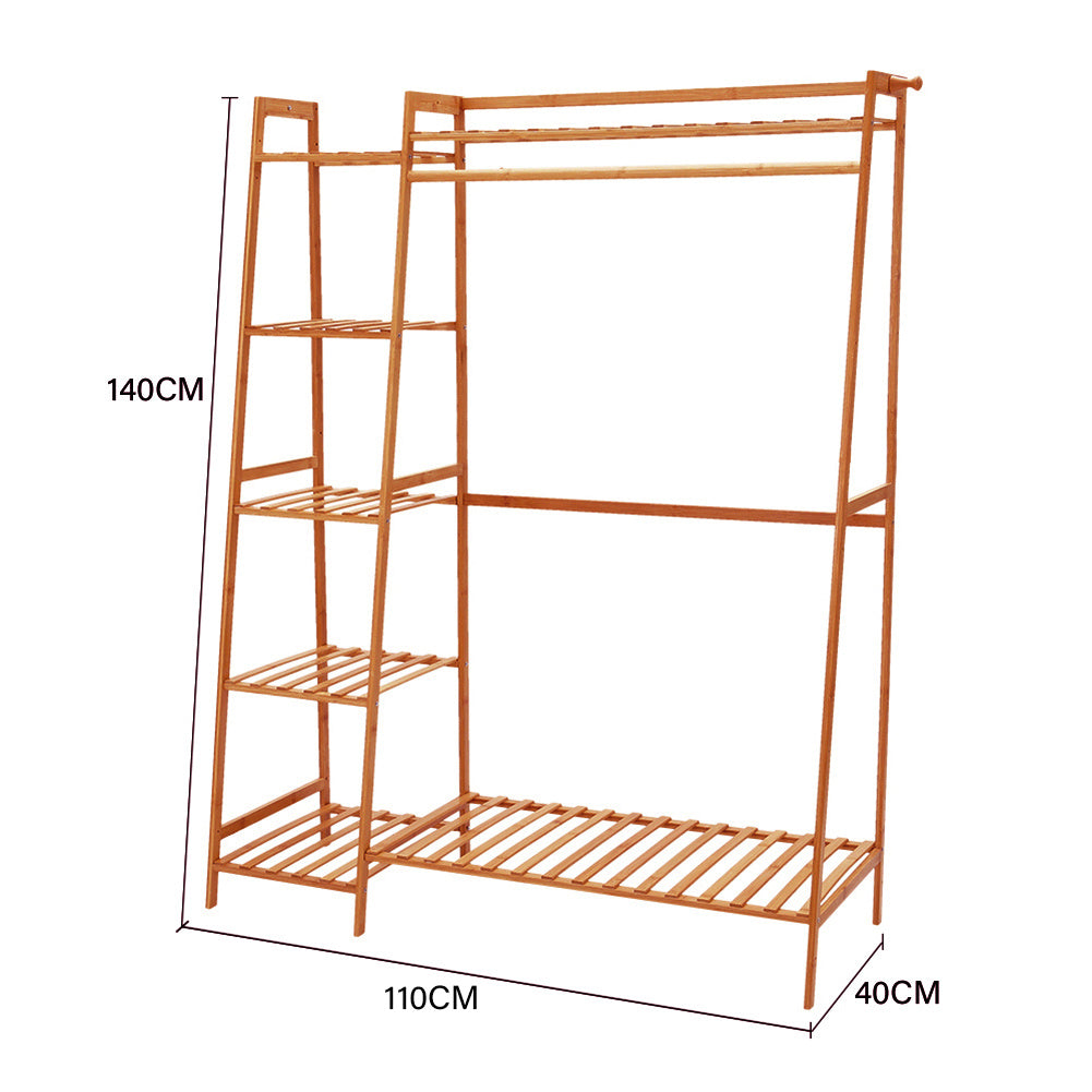 110cm Brown Bamboo Bedroom Garment Clothes Rack