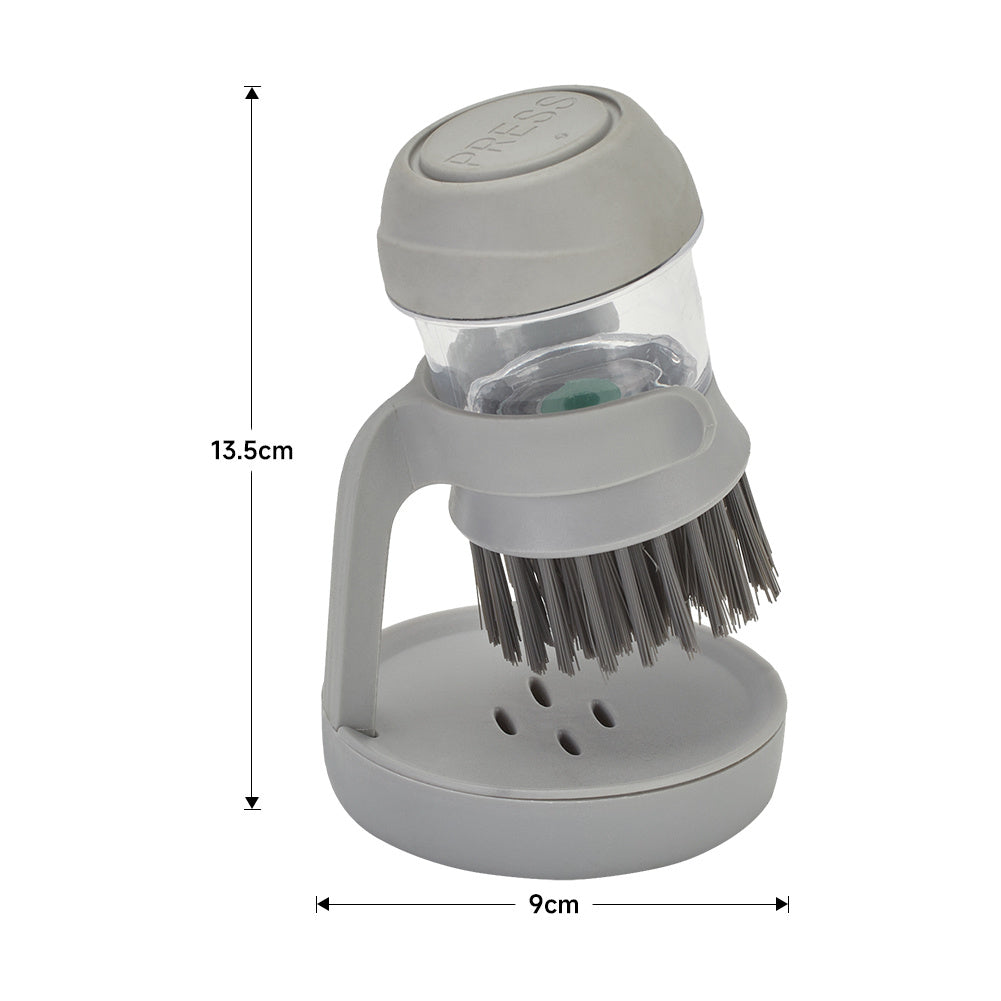 Grey Dish Pot Brush with Soap Dispenser